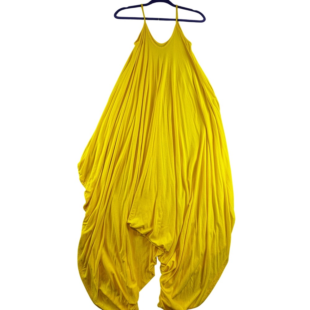 Reborn J Yellow Harem Jumpsuit Spaghetti Strap Drop Crotch Draped Boho Large